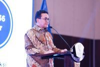 Minister of Trade Budi Santoso delivers his presentation during the closing ceremony of the 40th Trade Expo Indonesia (TEI) 2025 at ICE BSD City, highlighting Indonesia’s export achievements and global trade commitment.